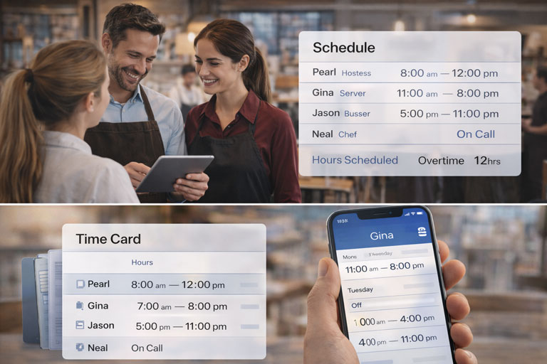 person clocking in on pos