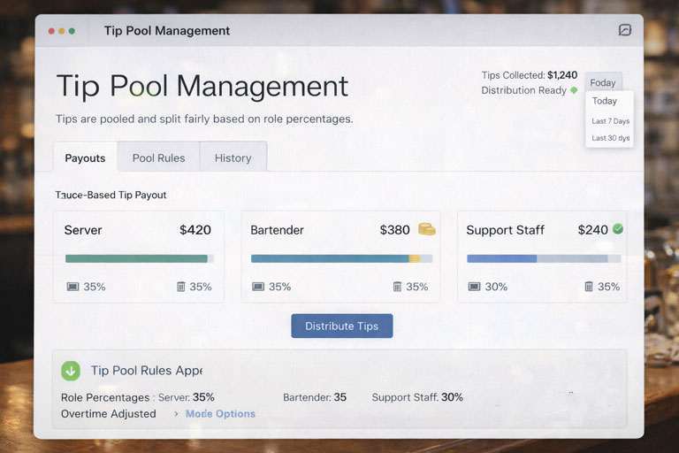 tip pool management screen